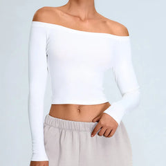 Arwen - Off Shoulder Long Sleeve Activewear Top