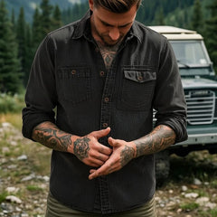 Dravion – Washed Button Down Utility Shirt