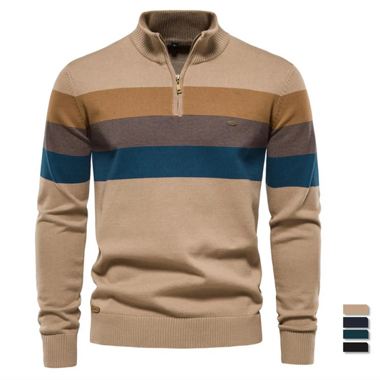 Lionel – Men’s Striped Quarter-Zip Sweater