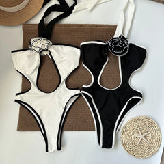 Zarellea – Contrast Cut-Out Monokini Swimsuit