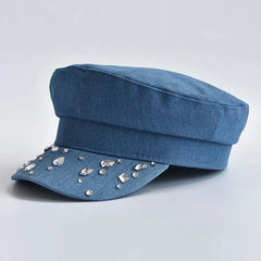 Denim Flat Top Cabbie Hat