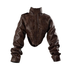 Tahlia - Cropped Faux Leather Jacket