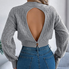 Aura - Long Sleeved Backless Sweater