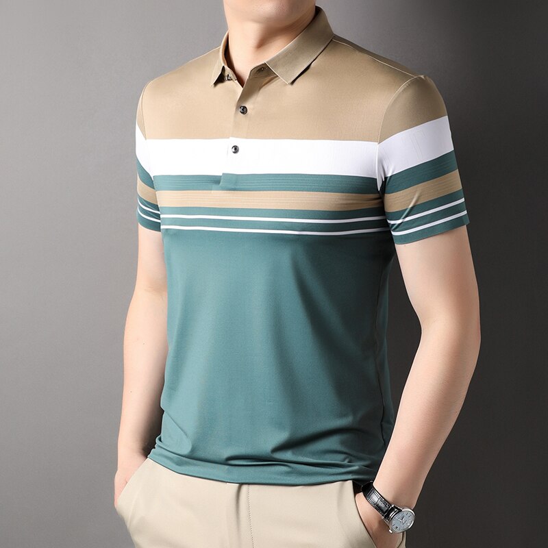 James - Striped Cotton Polo Shirt