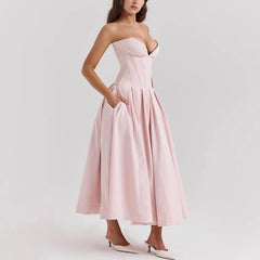 Juana - Pink Strapless A-Line Corset Dress