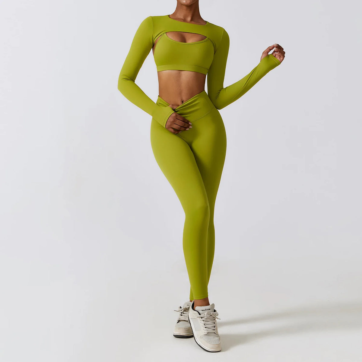 Kyveli - Conjunto de ropa activa de manga larga de 3 piezas