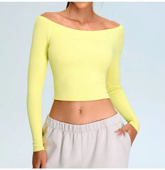 Arwen - Off Shoulder Long Sleeve Activewear Top