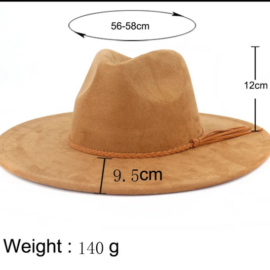 Toni - Faux Suede Wide Brim Fedora Hat