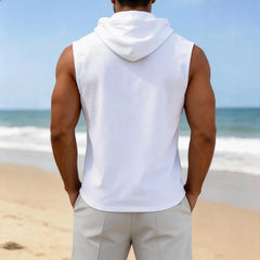 Vaedrin – Linen Sleeveless Hooded V-Neck Top