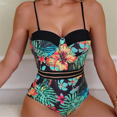 Olympia - Multicolor Leaves Print Swimsuit