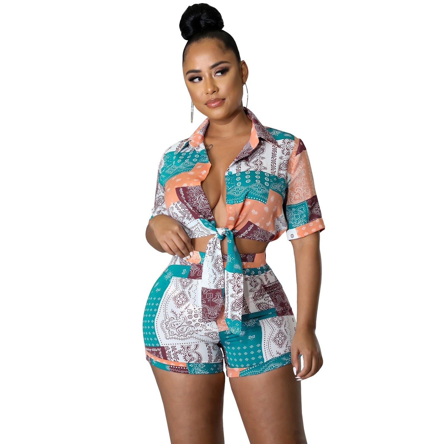 Leona - Two Piece Crop Top & Shorts Set