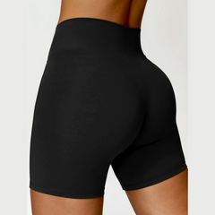 Brazalete de cuello de halter sin costuras y pantalones cortos de cintura alta