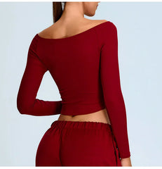 Arwen - Off Shoulder Long Sleeve Activewear Top