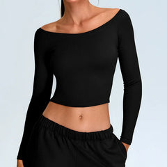 Arwen - Off Shoulder Long Sleeve Activewear Top