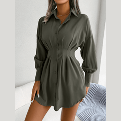 Adalee - Green Asymmetric Button - Up Shirt Dress - Model Mannequin