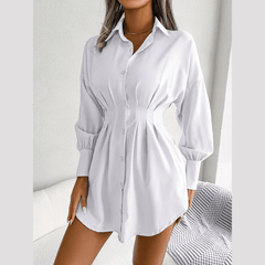 Adalee - White Asymmetric Button - Up Shirt Dress - Model Mannequin