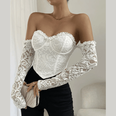 Allegra - White Lace Underwire Strapless Top - Model Mannequin