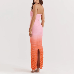 Amari - Pink & Orange Ombre Strapless Maxi Dress - Model Mannequin