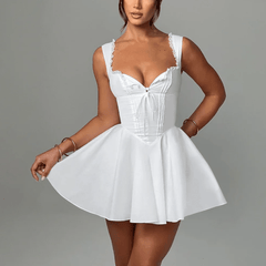 Amarigrace - Fit & Flare Lace Up Sweetheart Mini Dress - Model Mannequin