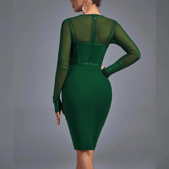 Amelia - Green Mesh and Bandage Dress - Model Mannequin