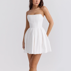 Amerie - White Strapless Fit and Flare Mini Dress