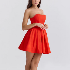 Amerie - Red Strapless Fit and Flare Mini Dress