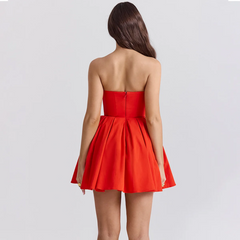 Amerie - Red Strapless Fit and Flare Mini Dress