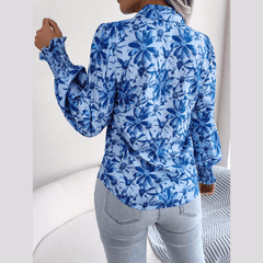 Aminah - Blue Floral Bishop Sleeve Blouse - Model Mannequin