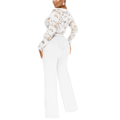 Analia - White Floral Lace High Waist Jumpsuit - Model Mannequin