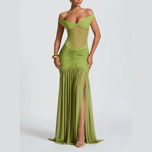 Ariella - Off-Shoulder Mesh Gown