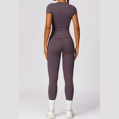 Francine - Two Piece Compression T Shirt & Leggings Active Set