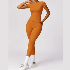 Francine - Two Piece Compression T Shirt & Leggings Active Set