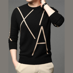 Will - Knitted Geometric Print Long Sleeves Sweater