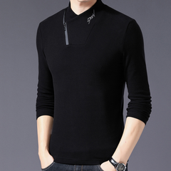 Ozzy - Black Long Zip Collar Neck Top