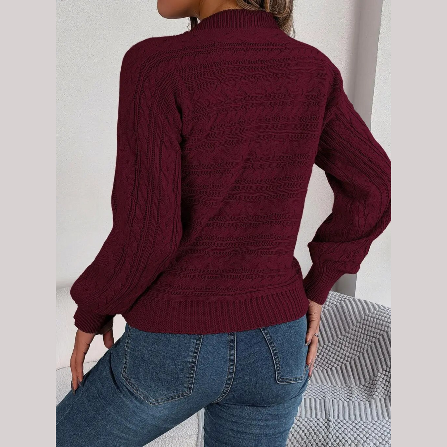 Tina - Burgundy Twist Knit Cutout Sweater Top
