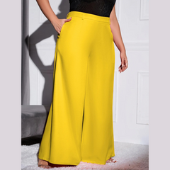 Lola - Yellow Plus Size High Waist Wide Leg Pants