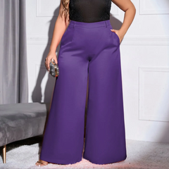 Lola - Purple Plus Size High Waist Wide Leg Pants