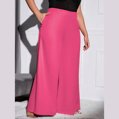 Lola - Pink Plus Size High Waist Wide Leg Pants