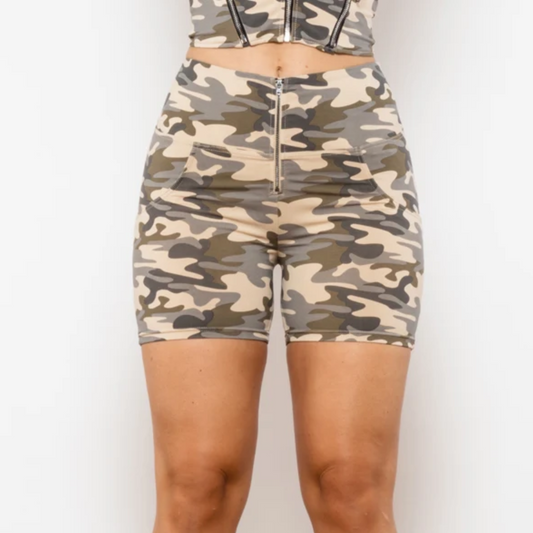 Cheeky Camouflage High Waist Butt Lift Shorts