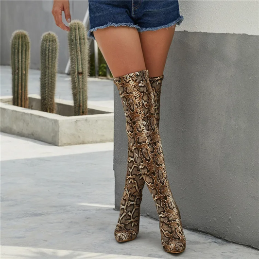 Leopard Print Thigh High Boots
