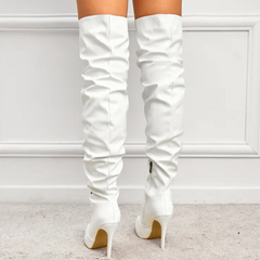 White Patent Leather Over The Knee Boots