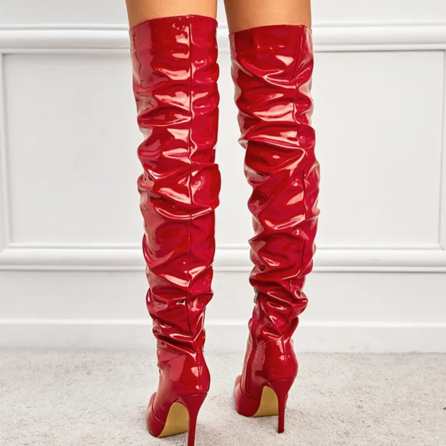 Red Patent Leather Over The Knee Boots