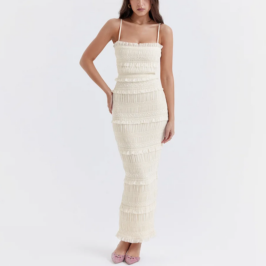 Erica - Ivory Pleated Maxi Dress