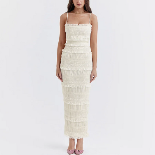 Erica - Ivory Pleated Maxi Dress