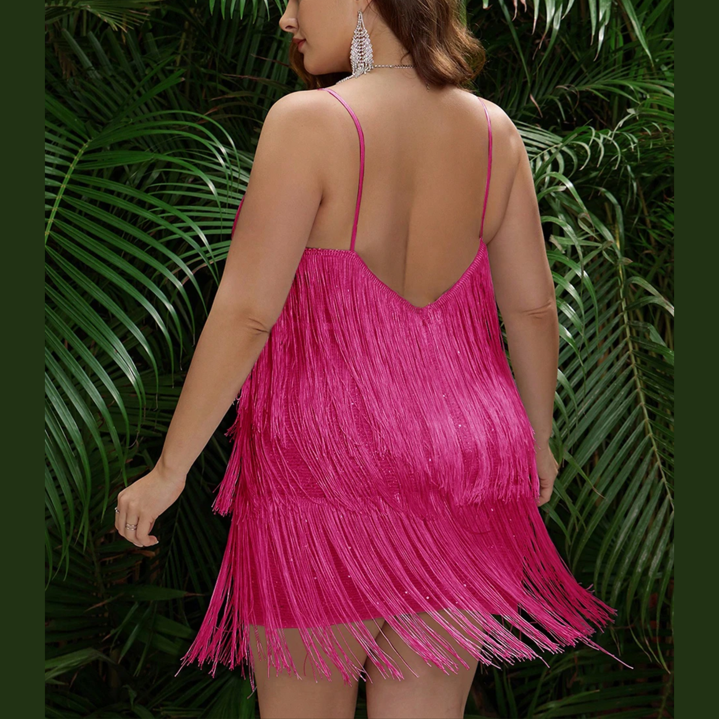 Jahzara - Pink Plus Size Layered Tassel Dress
