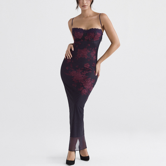 Lottie -Floral Print Cocktail Evening Maxi Bodycon Dress Model Mannequin Lottie -Floral Print Cocktail Evening Maxi Bodycon Dress Model Mannequin