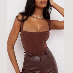 Mazie - Brown Bustier Corset Top