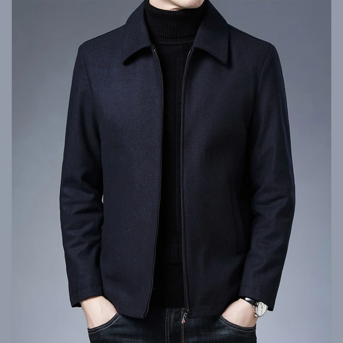 Jermaine - Chaqueta de cremallera casual para hombres