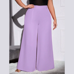 Lola - Light Purple Plus Size High Waist Wide Leg Pants