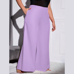 Lola - Light Purple Plus Size High Waist Wide Leg Pants